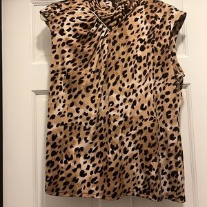 Calvin Klein Leopard Print Sleeveless Blouse